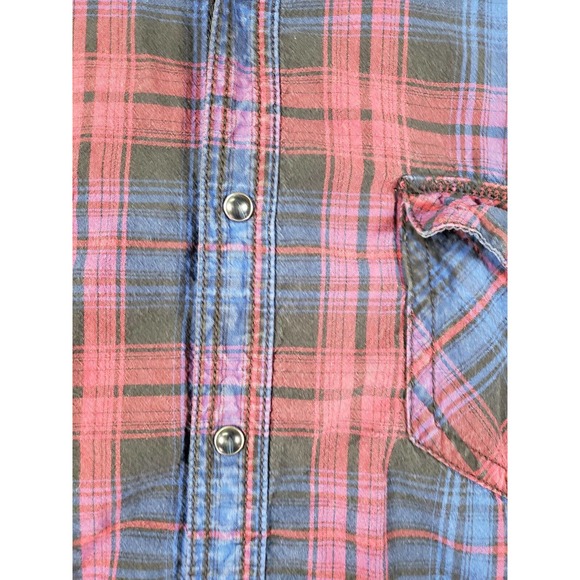 Route 66 Shirt Mens XL Red/Blue Plaid Long Sleeve Pearl Snap Pockets 100% Cotton - Picture 7 of 9